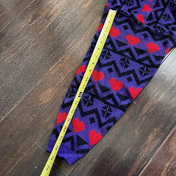 NWT Vintage Objectives Tunic Sweater Purple W Black & Red Hearts NOS Size Large - Picture 12 of 12